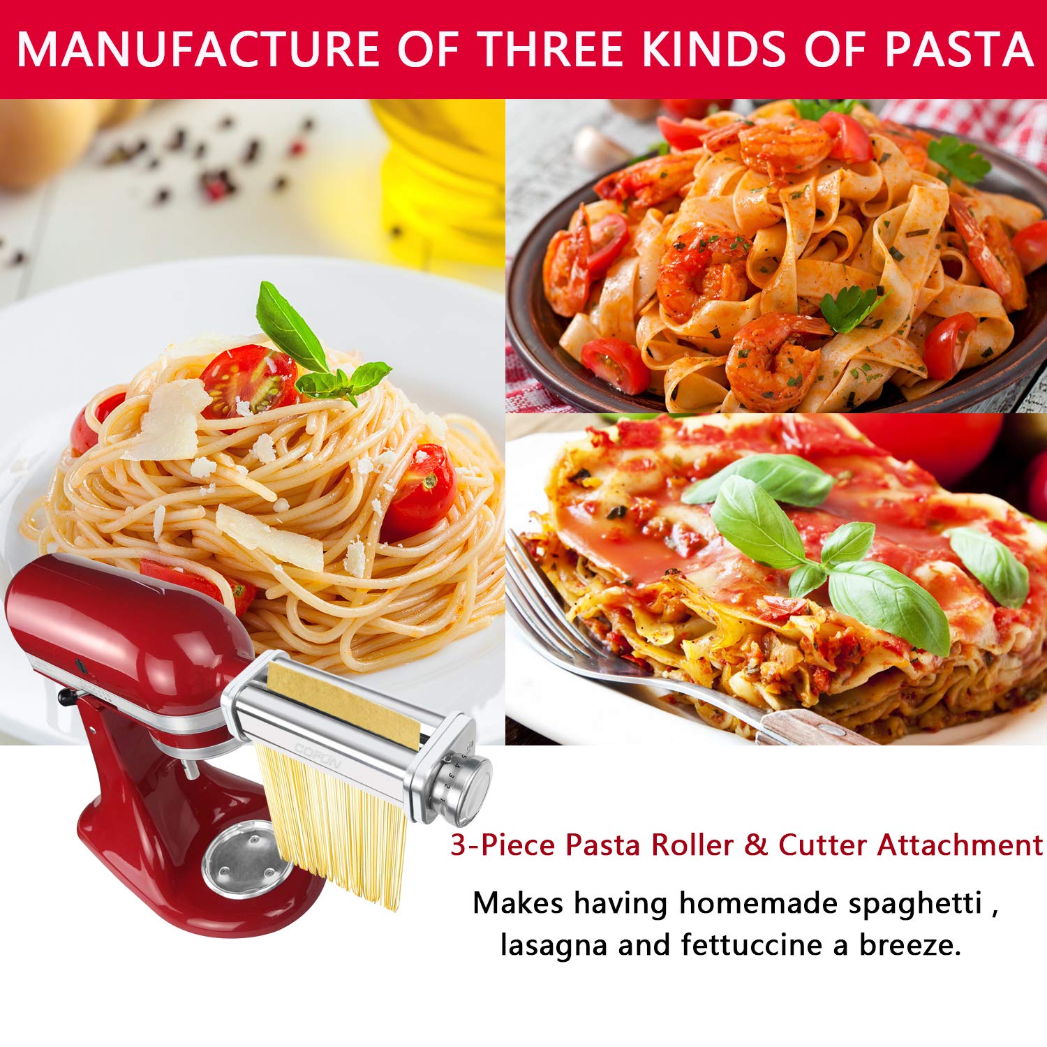 Cofun fettuccine cutter shapes classic ribbons with ease.
