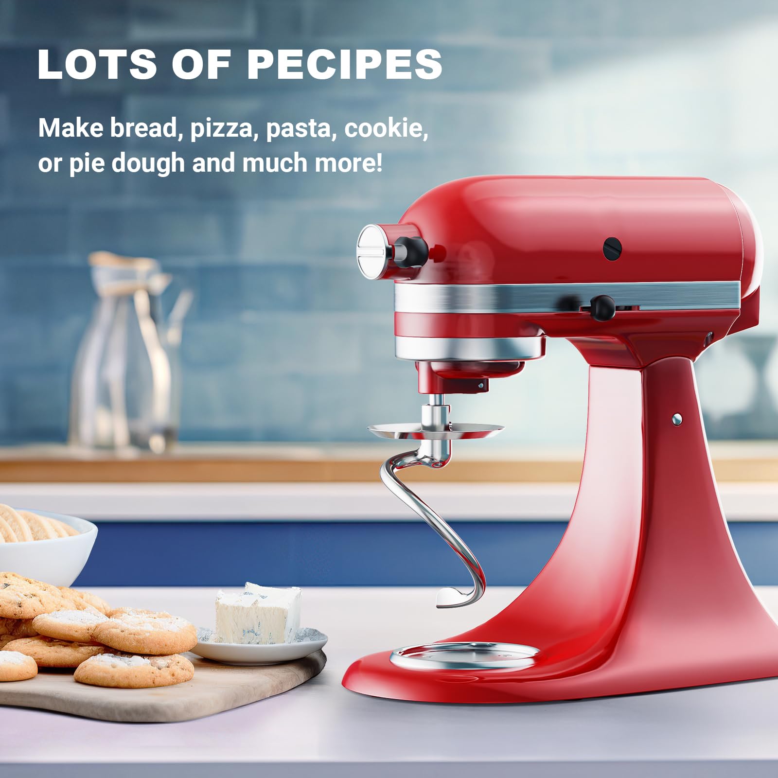 Cofun spiral dough hook helps mimic hand-kneading for even mixing.