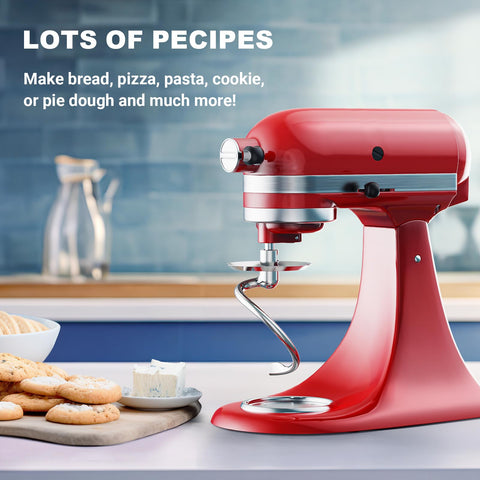 Cofun spiral dough hook helps mimic hand-kneading for even mixing.