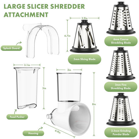 Splash guard design prevents splatters during cheese or vegetable shredding