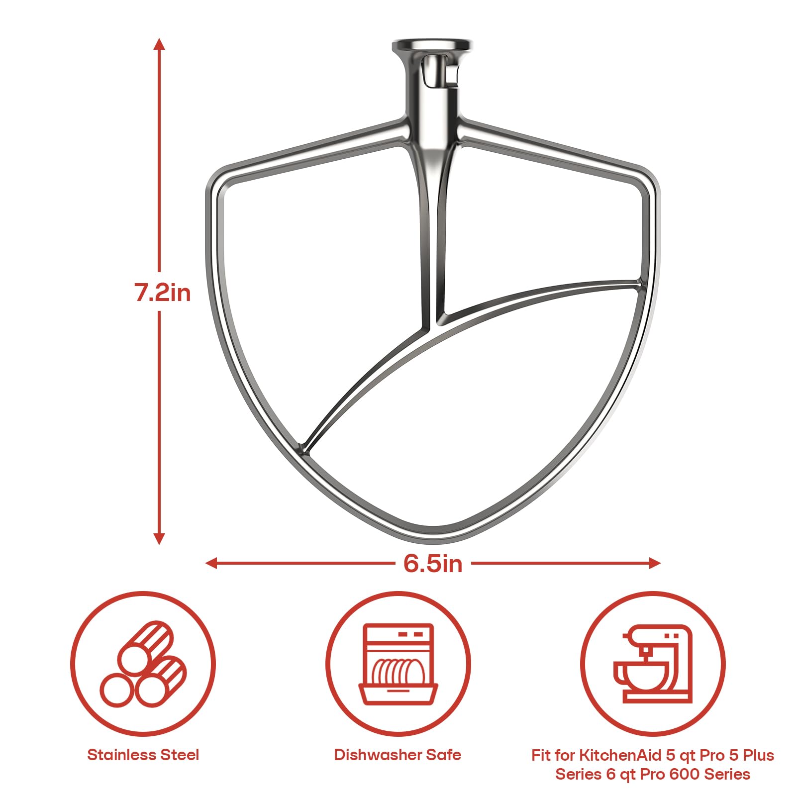 Cofun stainless steel paddle construction resists rust and chipping for long-lasting kitchen use