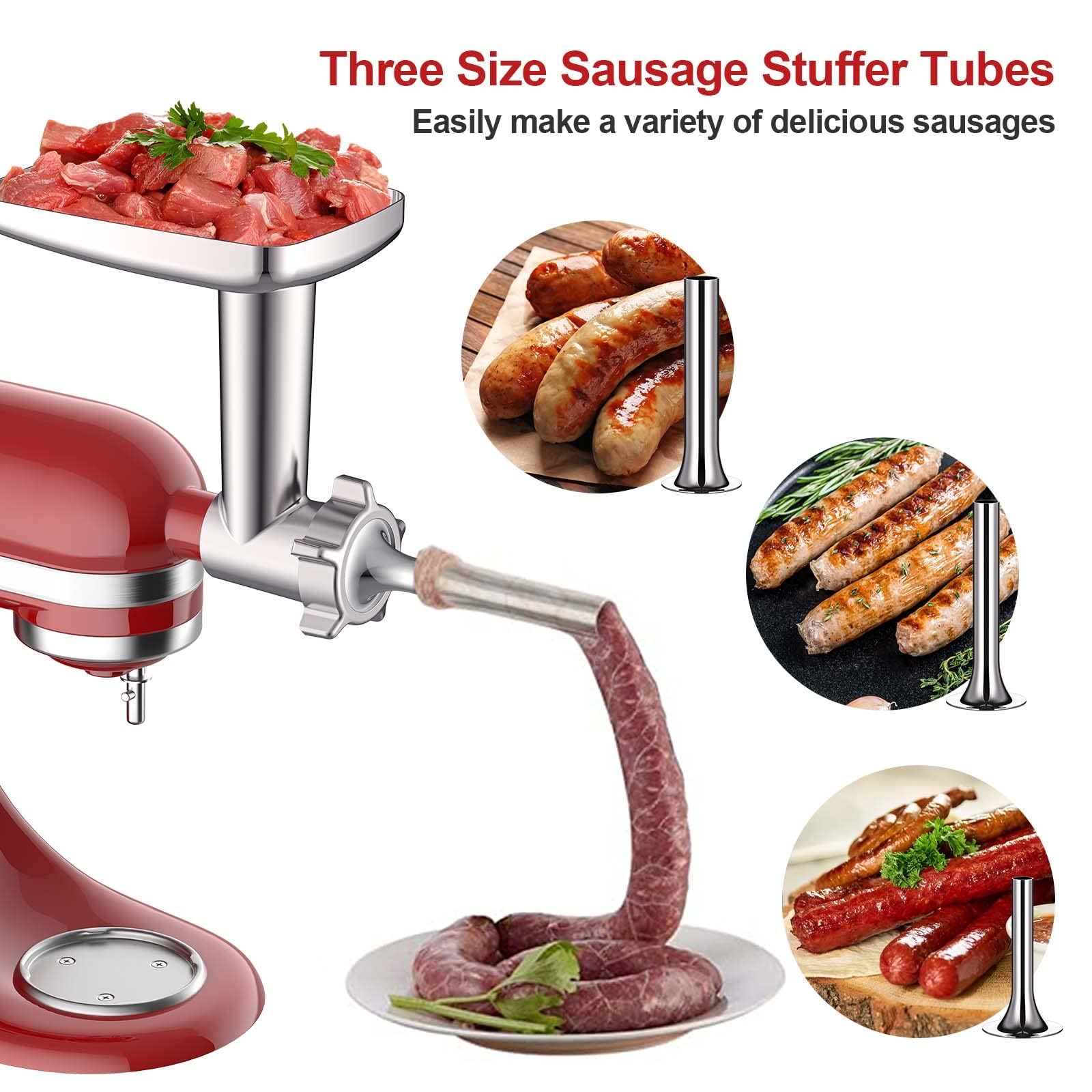 Cofun three sausage stuffer tubes enable homemade sausages.
