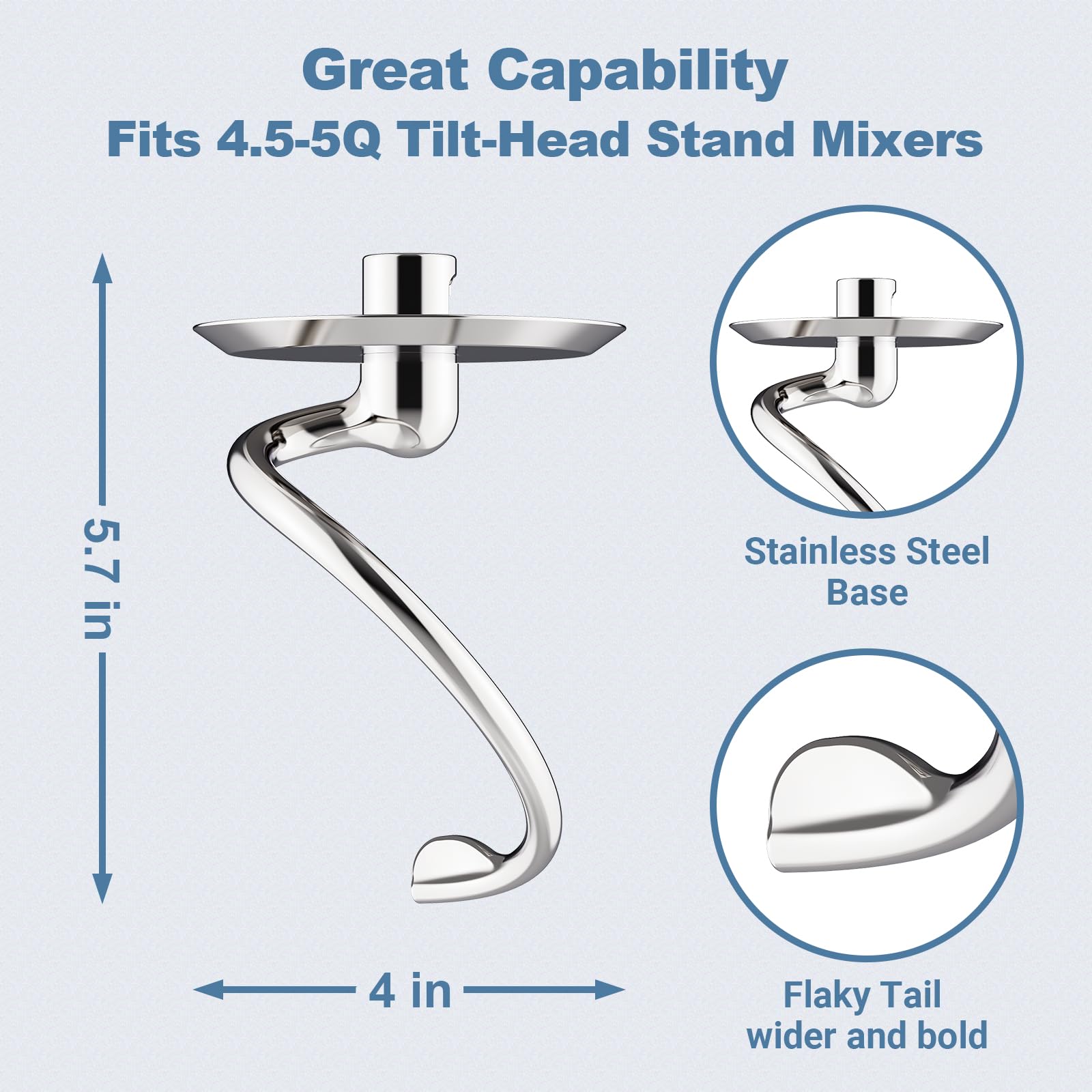 Cofun upgraded metal dome design prevents dough climbing onto the mixer hub.