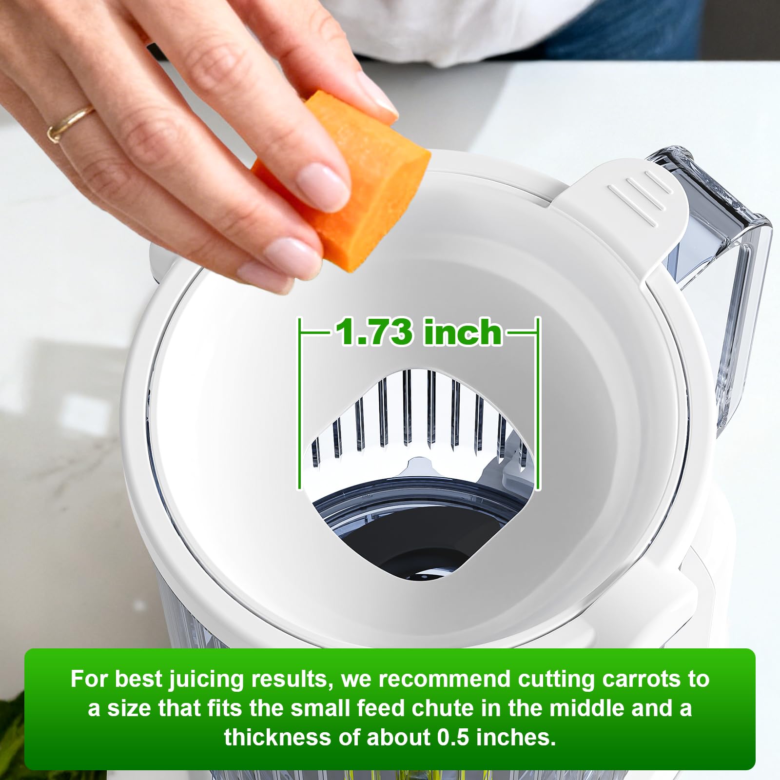 Cofun wide-feed chute design reduces prep time for whole fruits and vegetables.