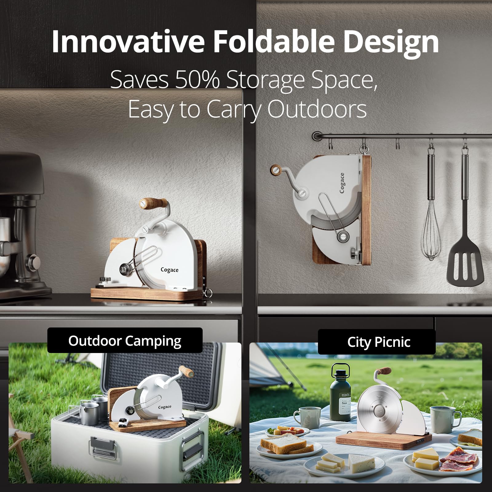 Cogace bread slicer with dual German RSG blades delivering precise, clean slices