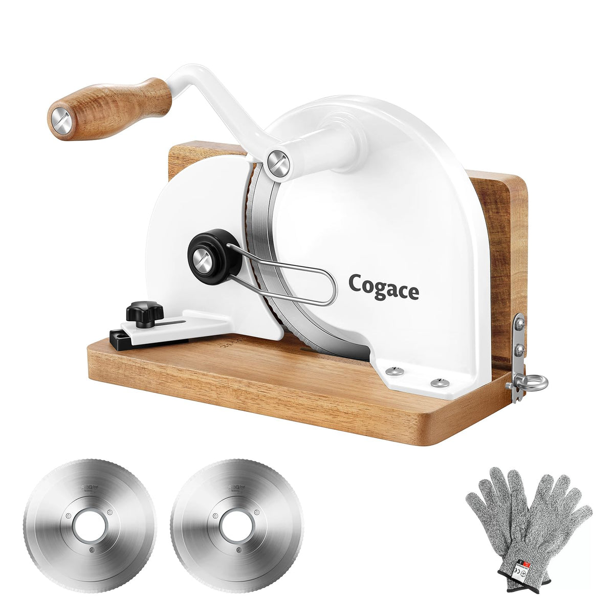 Cogace foldable bread slicer folded for compact storage and travel-ready setup