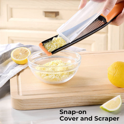 Cohesion Etched Zester & Grater Set 2 handles garlic and ginger easily.