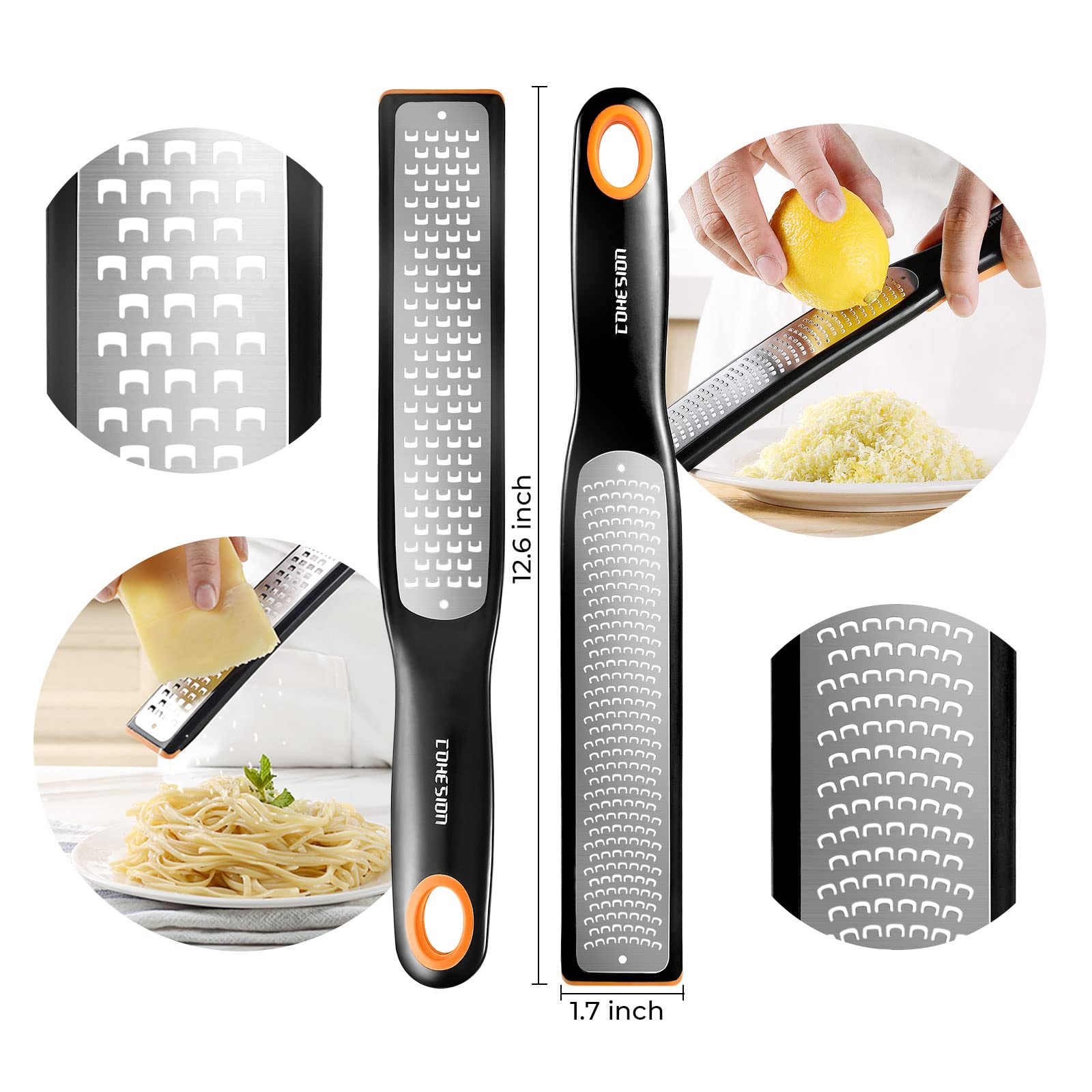 Cohesion Etched Zester & Grater Set 2 lemon zest in seconds.
