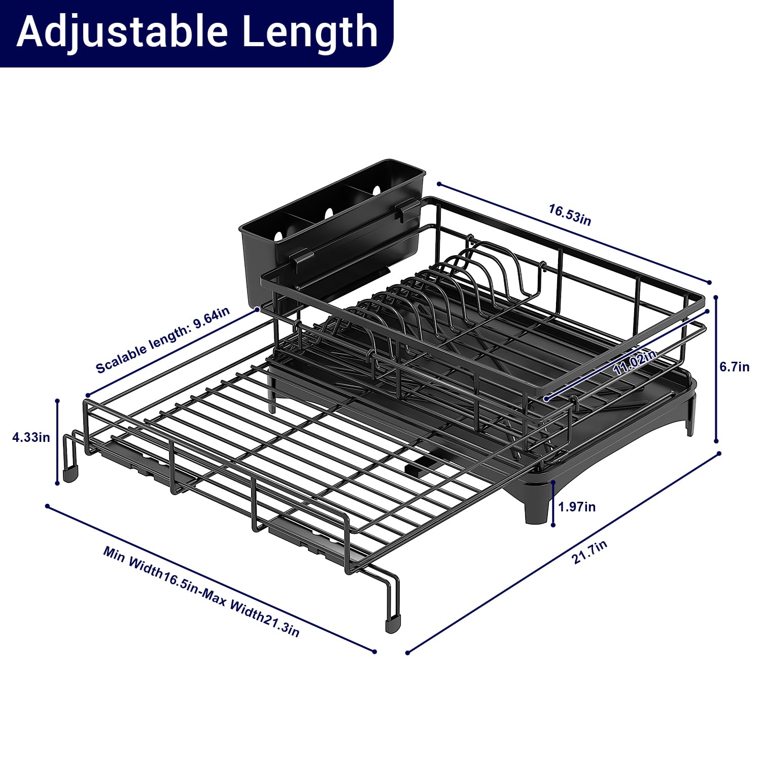 COHOSEGE extendable rack fits over a range of sink sizes for flexibility