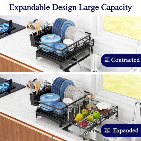COHOSEGE dish drying rack fully extended to fit more dishes