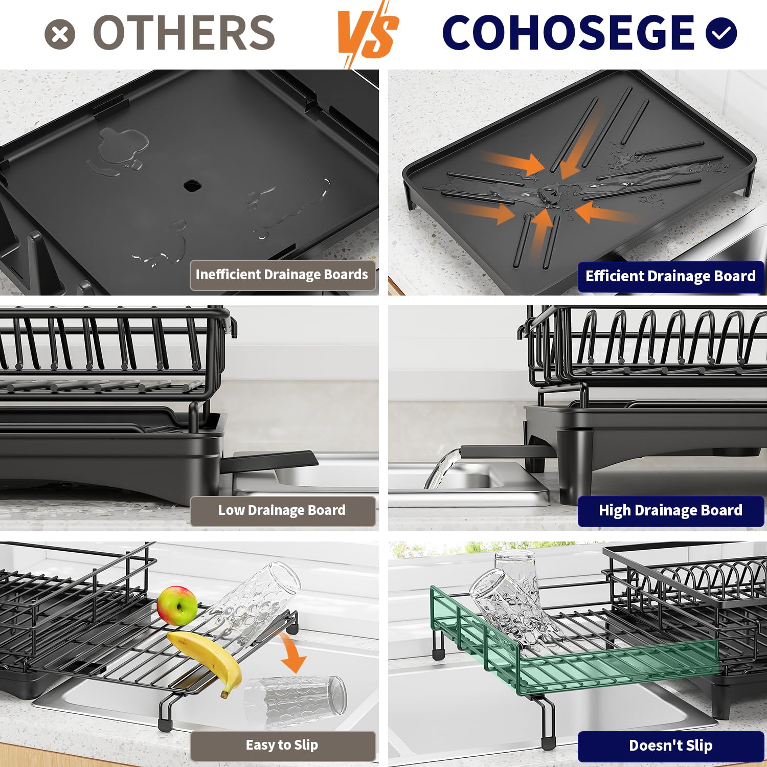 COHOSEGE under sink rack has adjustable feet for various sink widths