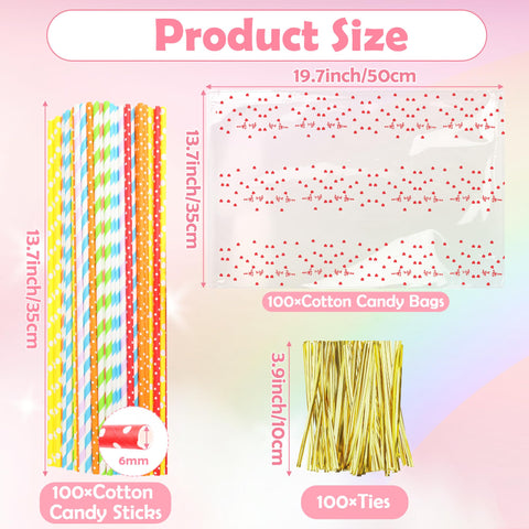 Coitak cotton candy bags with ties keep treats neatly sealed and presented.