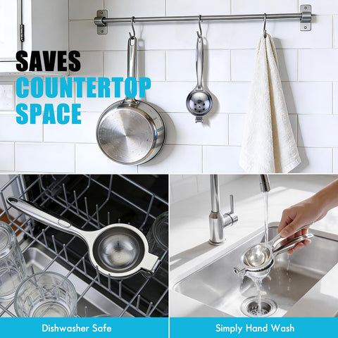 COKORA Lemon Squeezer bright silver mirror finish adds modern kitchen style.