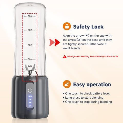 COKUNST portable blender with extra handle and lid for easy transport.