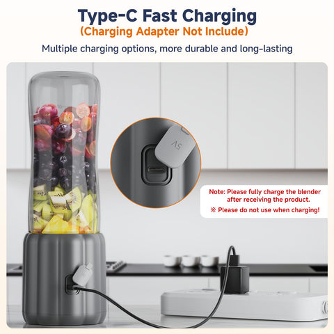 COKUNST USB rechargeable blender with charging cable for travel.