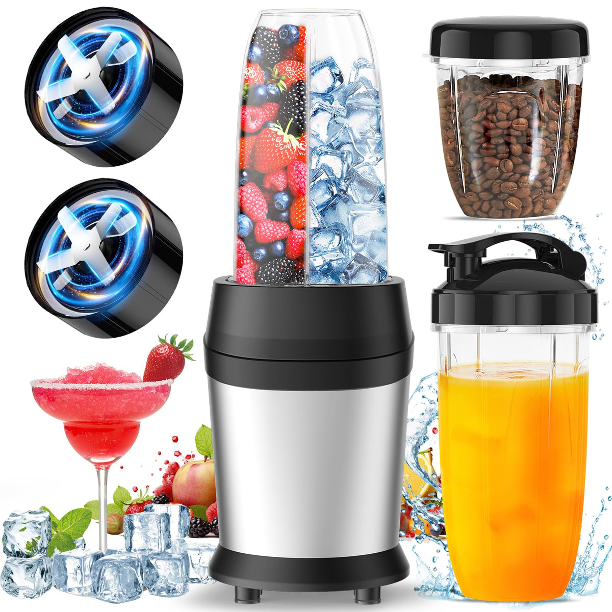 Colarlemo blender with a 1200W motor powers fast, smooth blending for ice and frozen fruit.