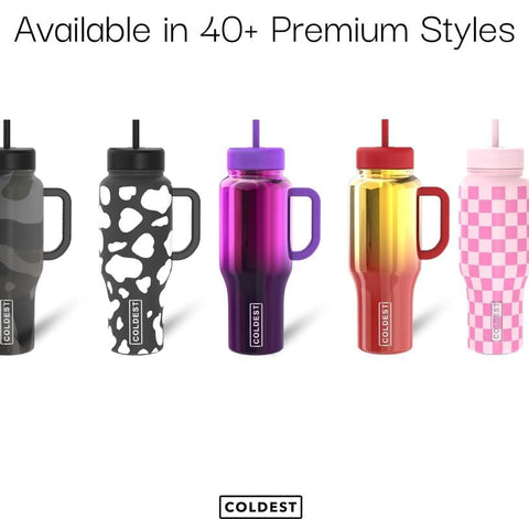 Ergonomic handle and non-slip base of The Coldest Water tumbler for steady grip.
