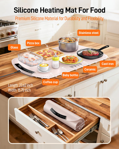 COLDFILL pink mat shows 4-hour timer feature for event warmth