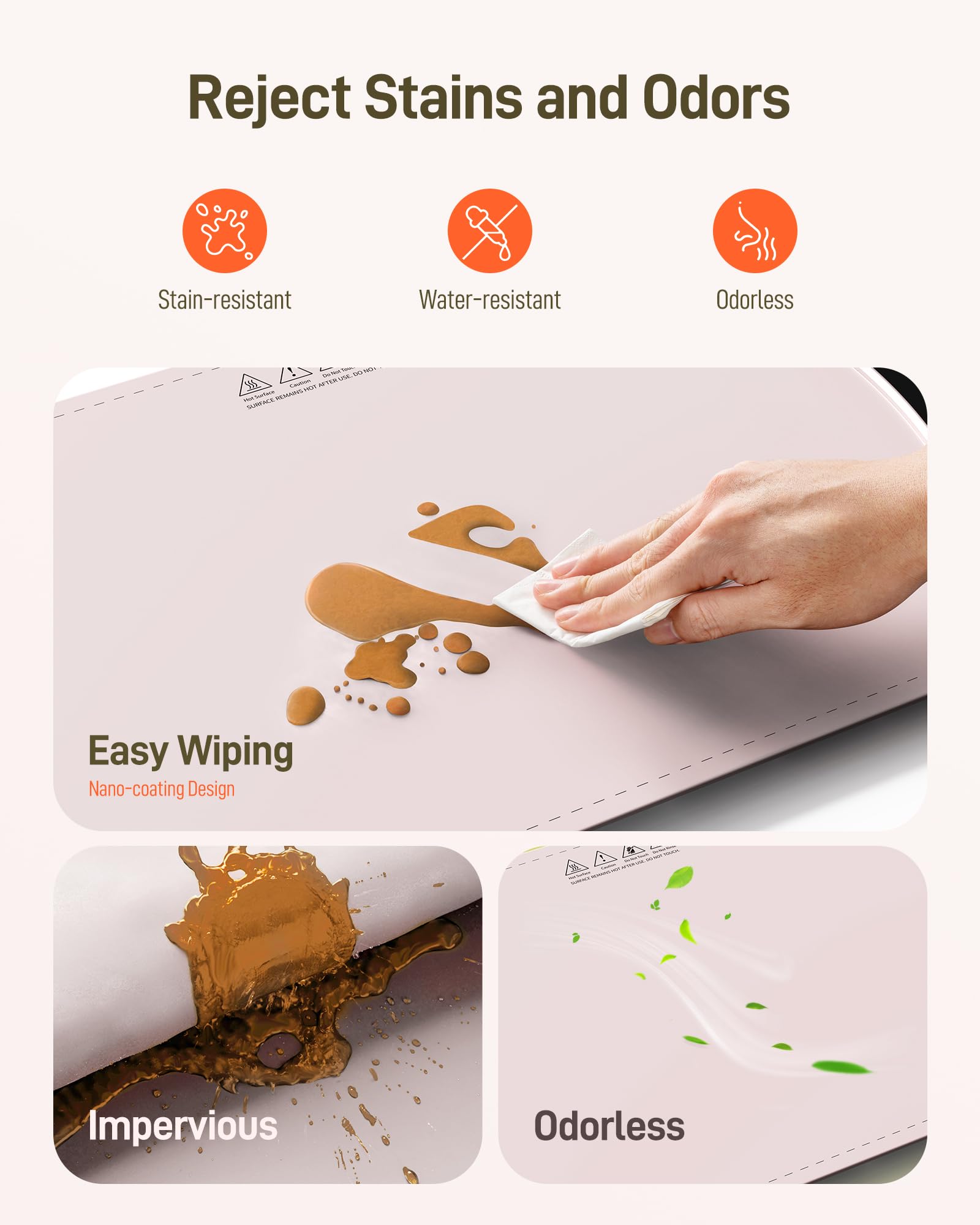 COLDFILL pink warming mat delivers full-surface heat quickly for even reheating
