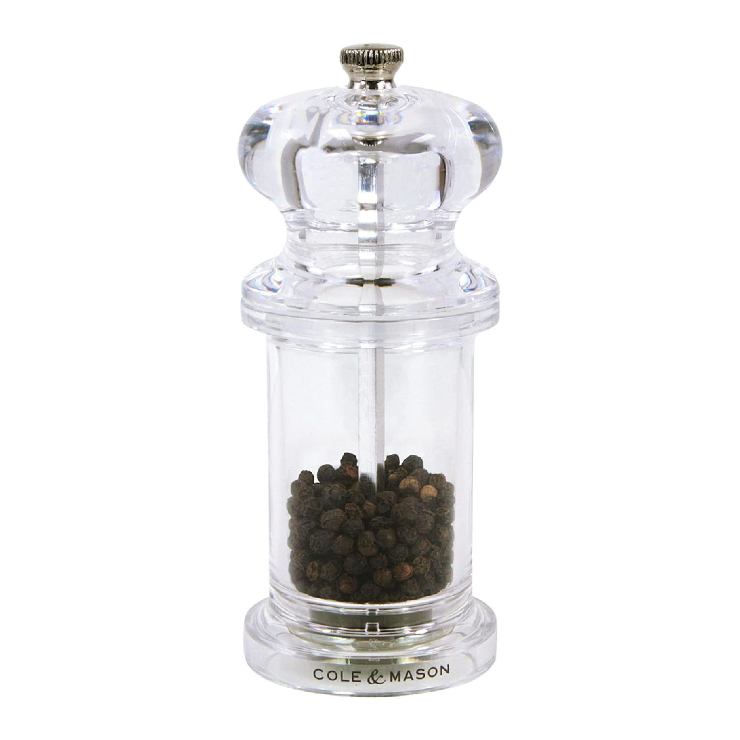 Cole & Mason 505 pepper mill front view in acrylic for easy grip and precision