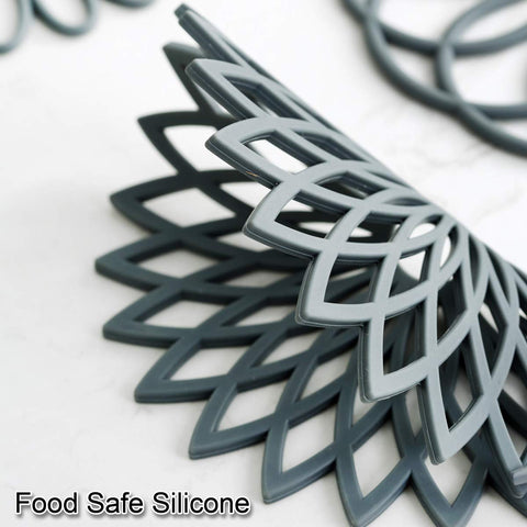 Colinda non-slip silicone trivet mat prevents slips when placing hot cookware.