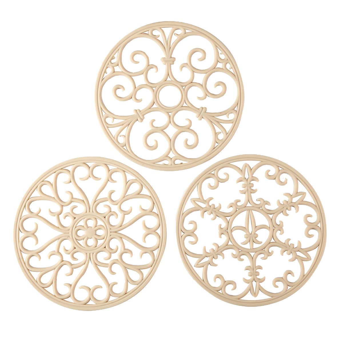 Colinda beige silicone trivet mat set of 3 protects countertops from heat
