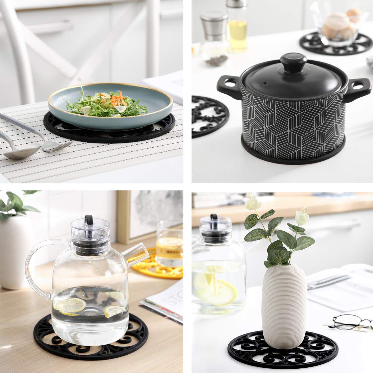 Colinda teapot holder doubles as a safe dish mat for hot teapots