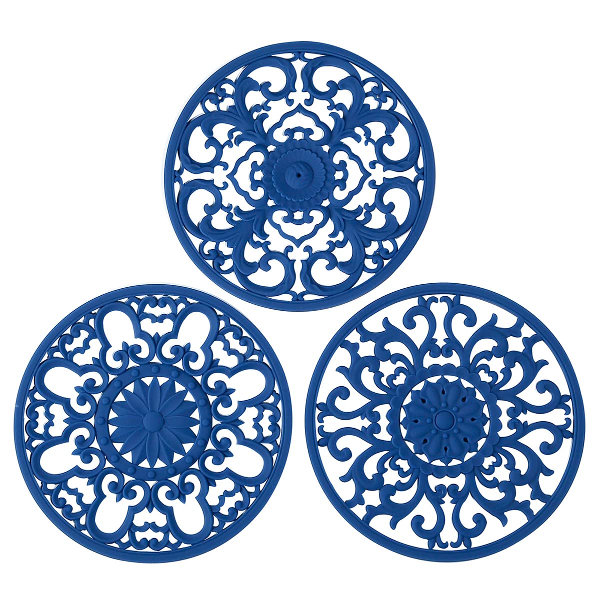 Colinda trivet navy 3pc protects countertops from hot pots and dishes