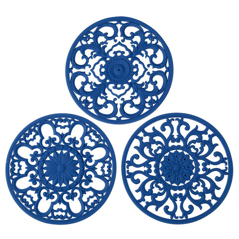 Colinda trivet navy 3pc protects countertops from hot pots and dishes