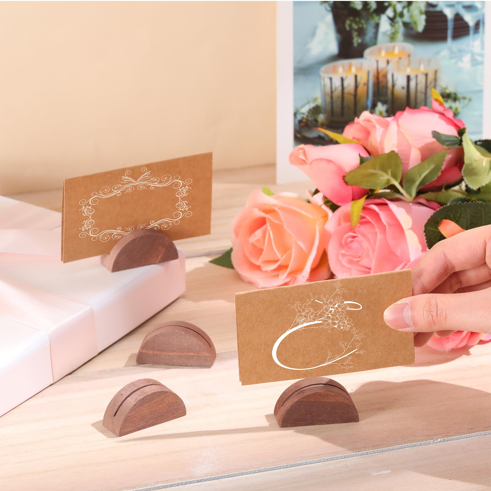 Colingmill half-round place-card holder highlighting elegant semicircular detail.