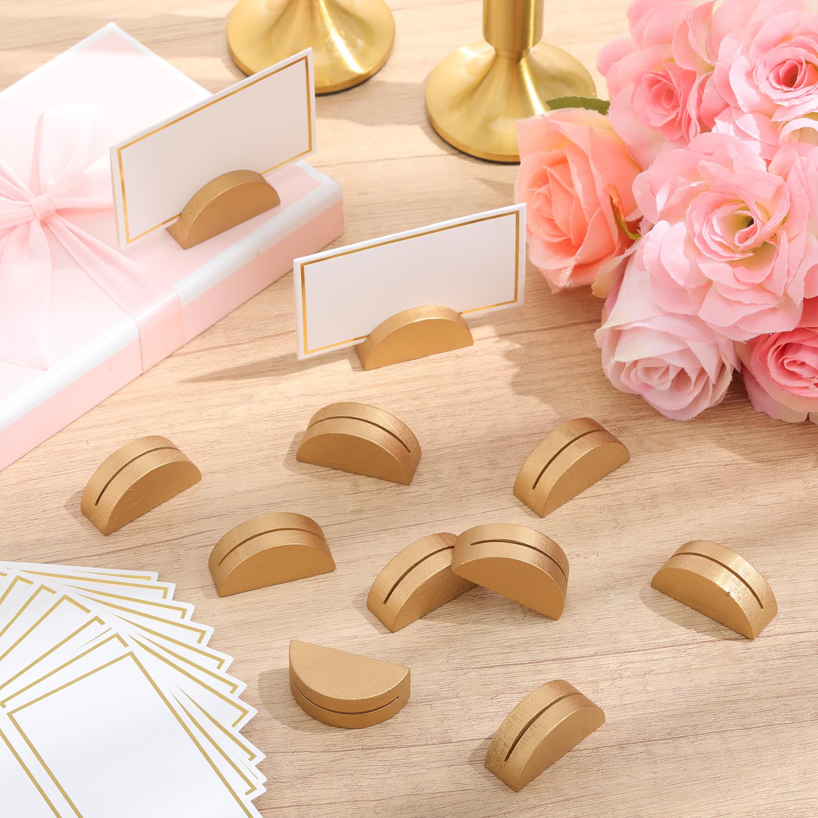 Colingmill semicircular wood design enhances table decor with refined vintage vibe