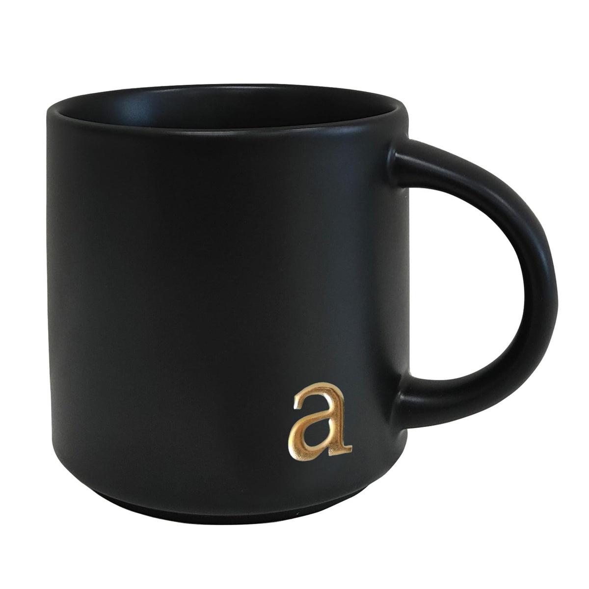 COLLECTIVE HOME Black Monogram Mug with 15 oz capacity for daily coffee.