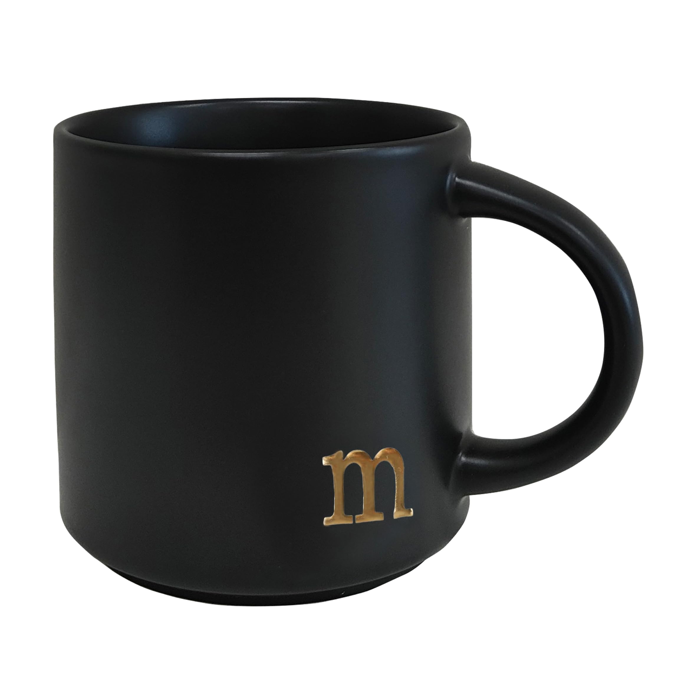 COLLECTIVE HOME black monogram mug with gold initial, perfect for gifting and daily coffee rituals.