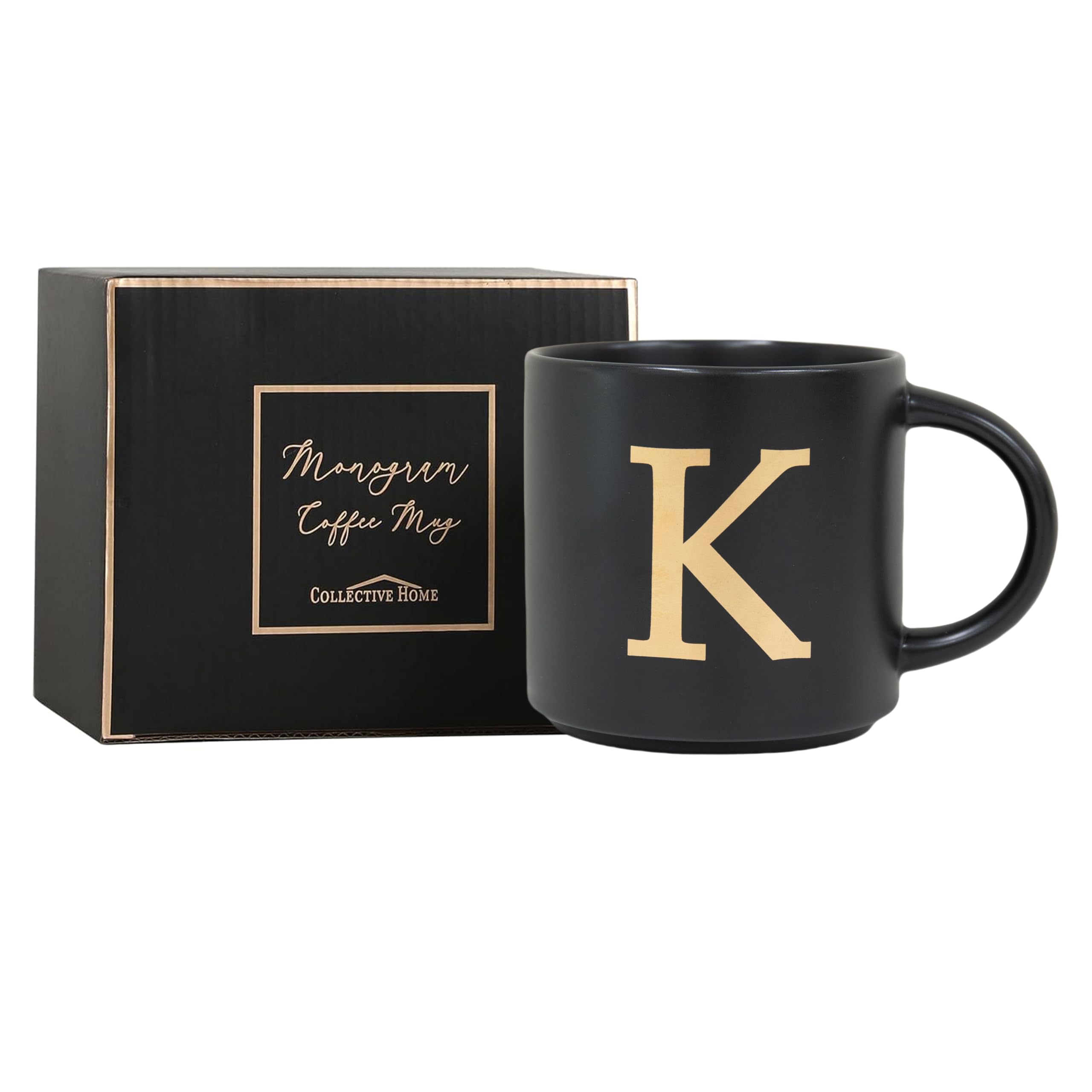 COLLECTIVE HOME gold-letter monogram on premium ceramic for tea moments.