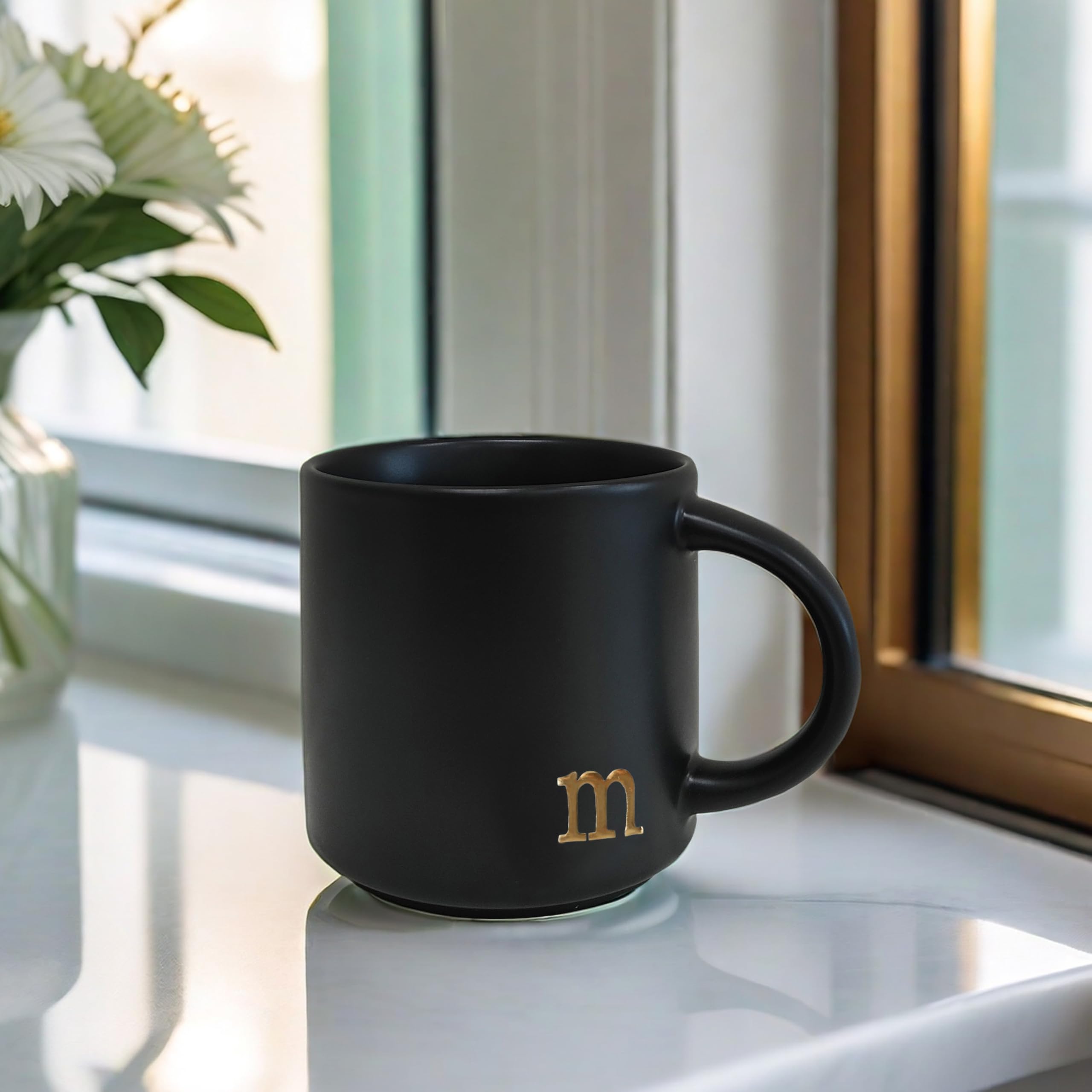 COLLECTIVE HOME dishwasher-safe gold-letter mug preserves shine after daily use.