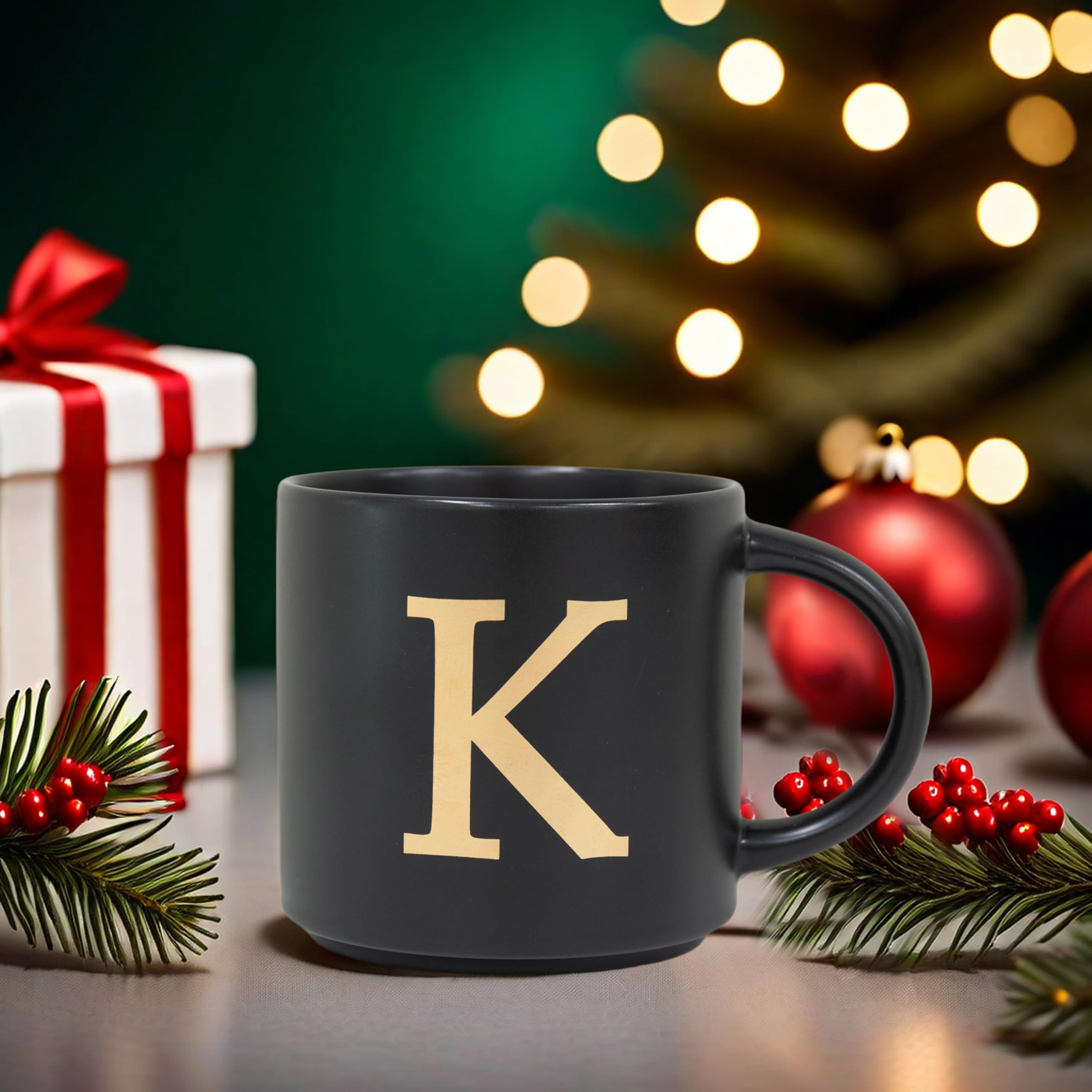 COLLECTIVE HOME elegant black ceramic mug for desk or kitchen.