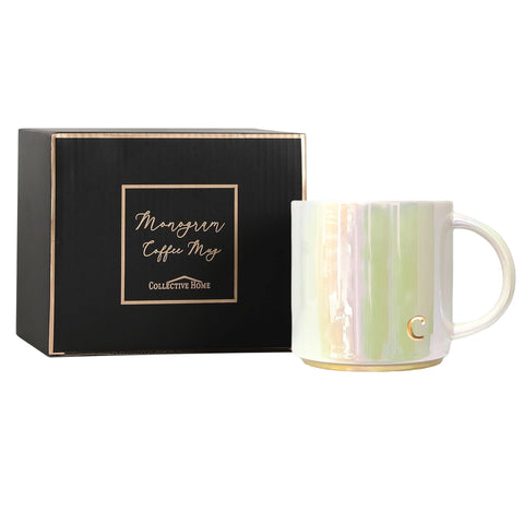 COLLECTIVE HOME mug highlights embossed lowercase initials for personalization
