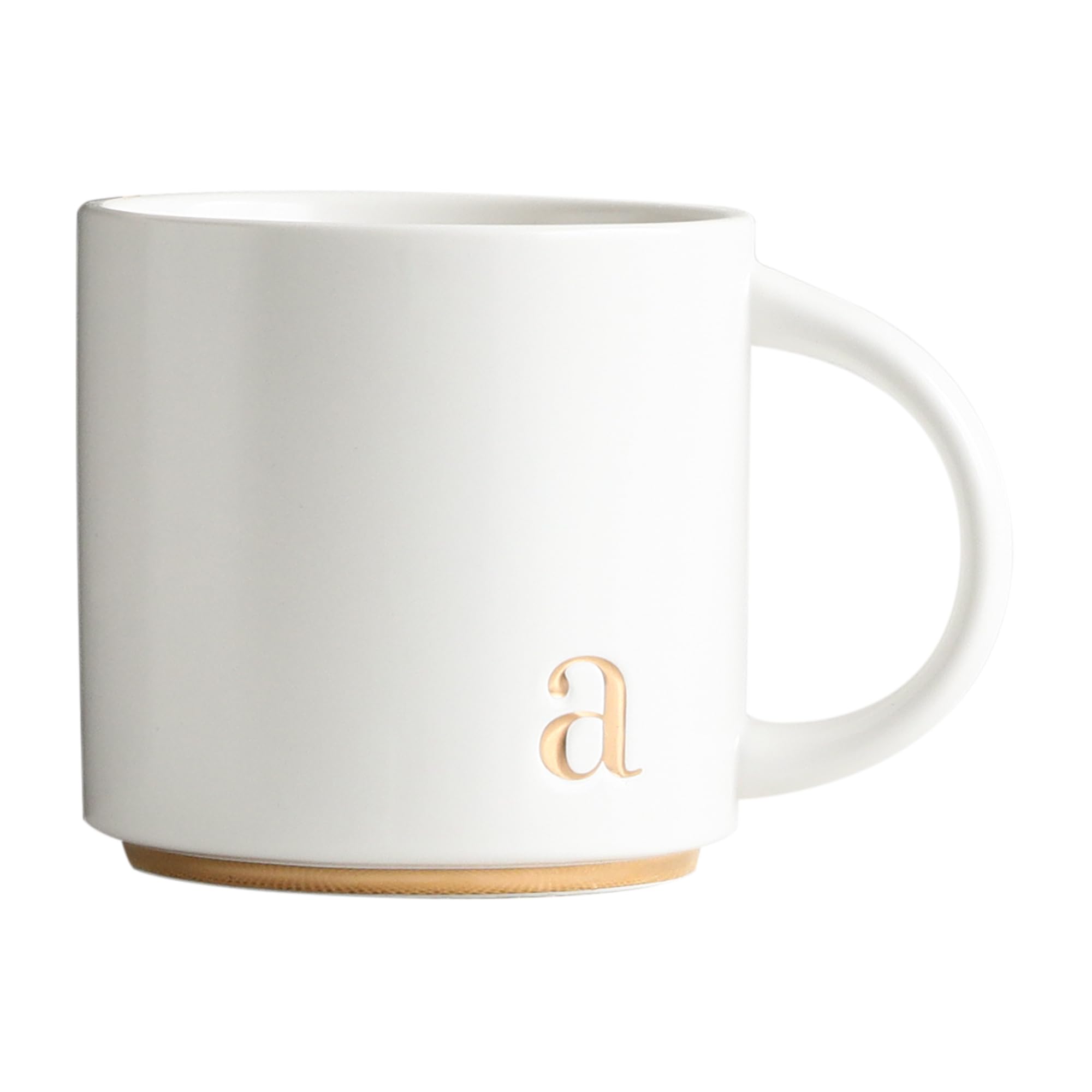 COLLECTIVE HOME monogram mug 15oz with golden initial, perfect for stylish mornings.