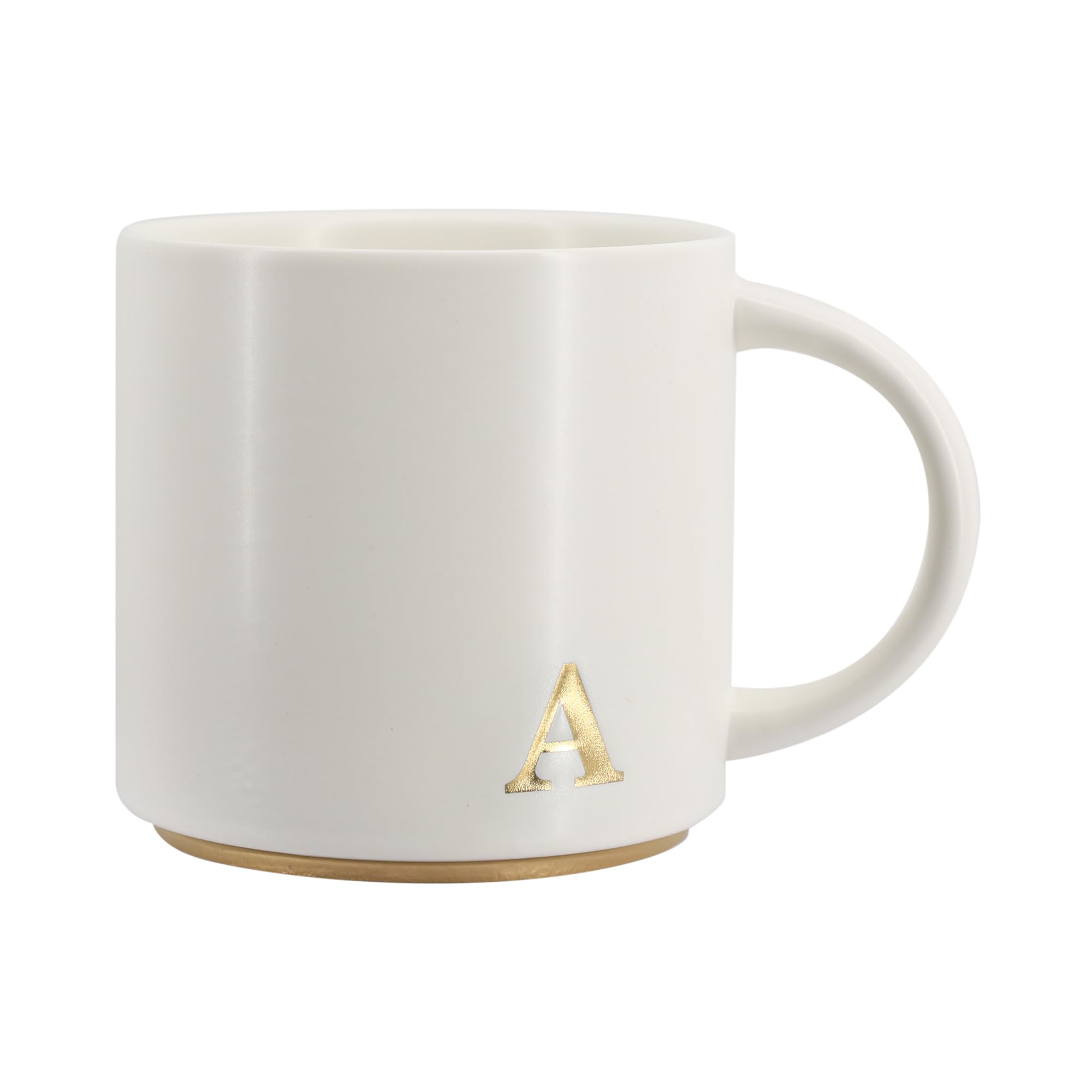 COLLECTIVE HOME monogram mug 15oz with radiant gold initial for stylish coffee mornings.