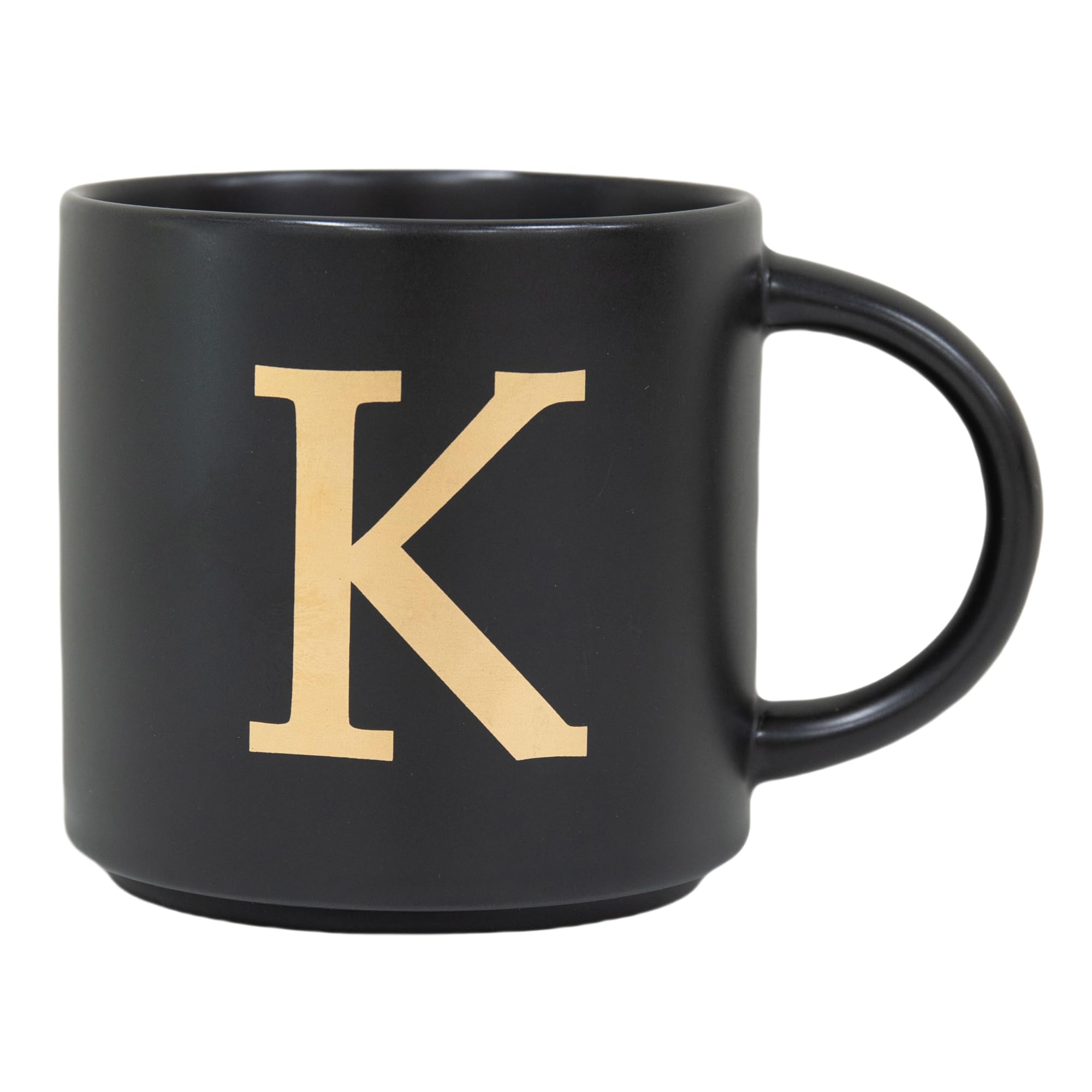 COLLECTIVE HOME monogram mug with golden initial K for stylish morning coffee.