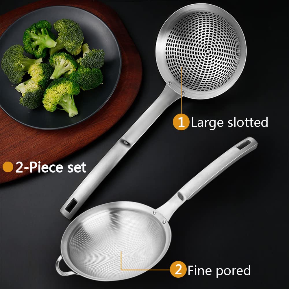 Collfa slotted colander with evenly spaced holes for quick draining.