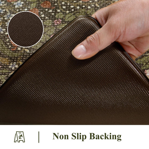 Collive floral mat waterproof surface resists spills, keeping floors clean