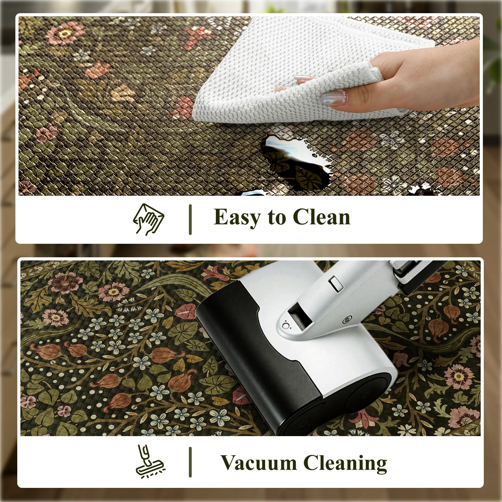 Collive non-slip rug features stain-resistant PVC for busy kitchens