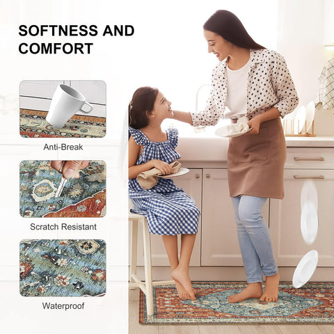 Collive Boho Kitchen Mat non-slip bottom prevents slips on any floor