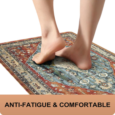 Collive Boho Kitchen Mat waterproof surface for easy wipe-clean care