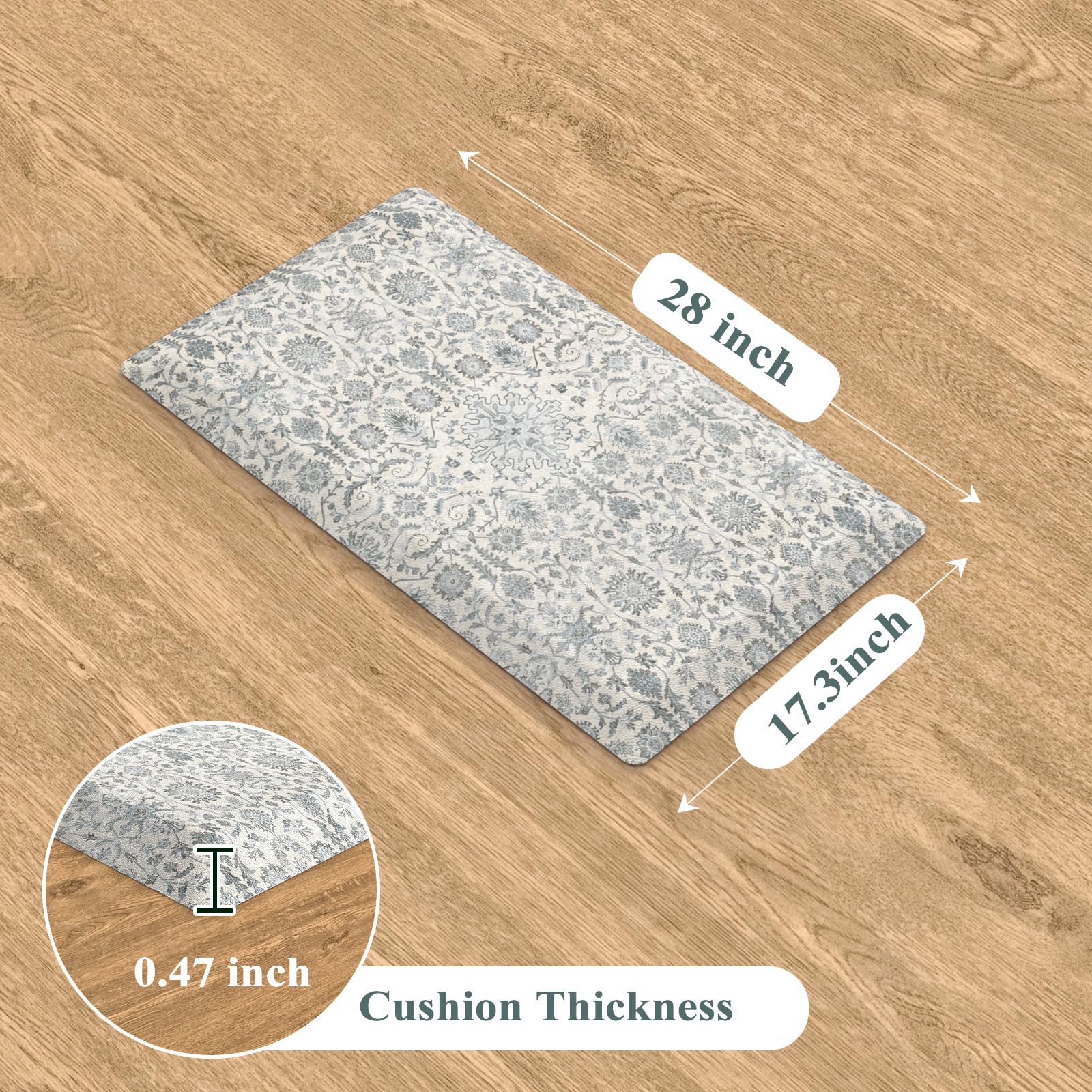 Collive kitchen mat padding supports feet and back.