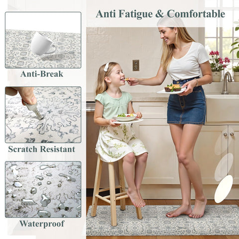 Collive kitchen mat light blue color brightens spaces.