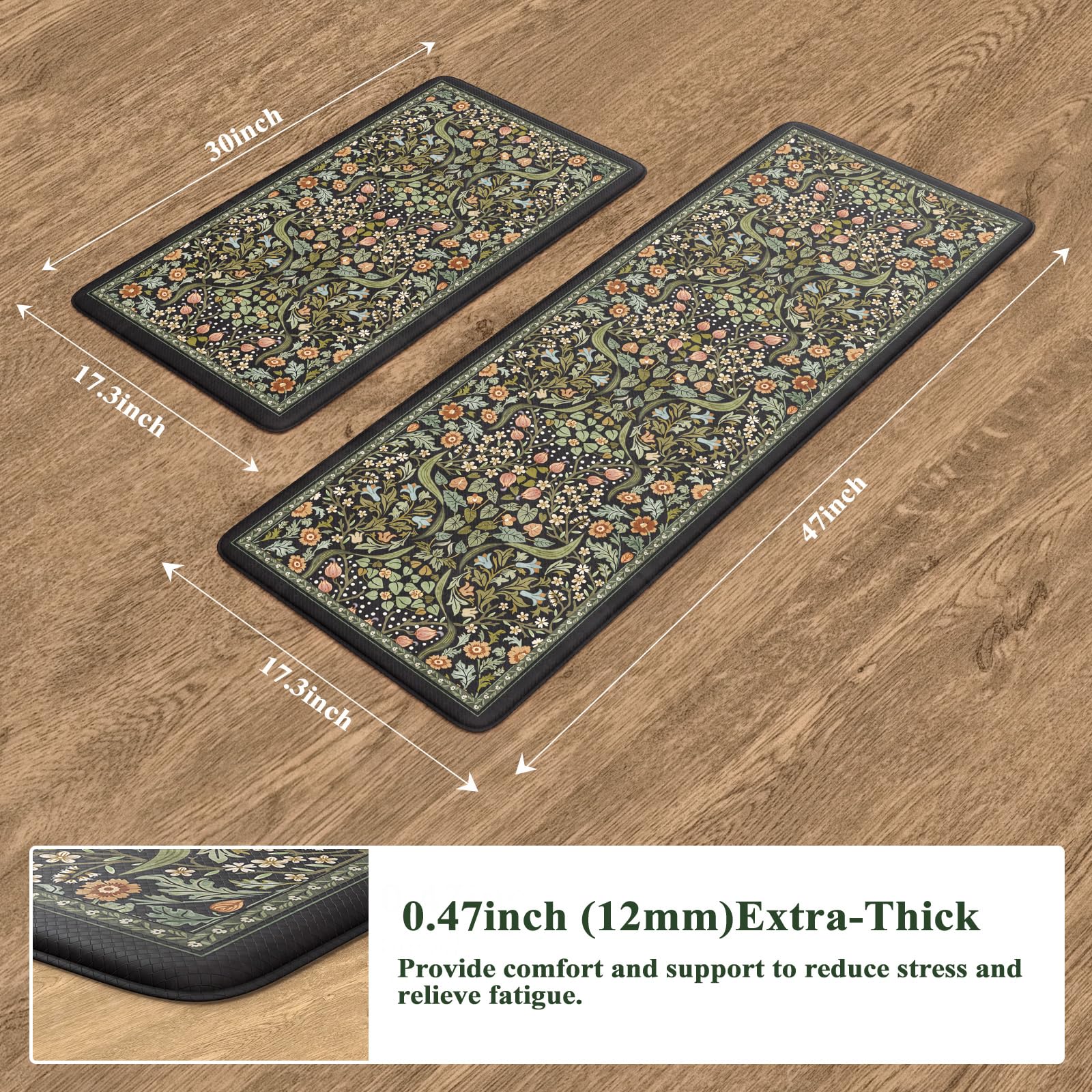 Collive anti-fatigue cushion reduces foot strain during long prep sessions.