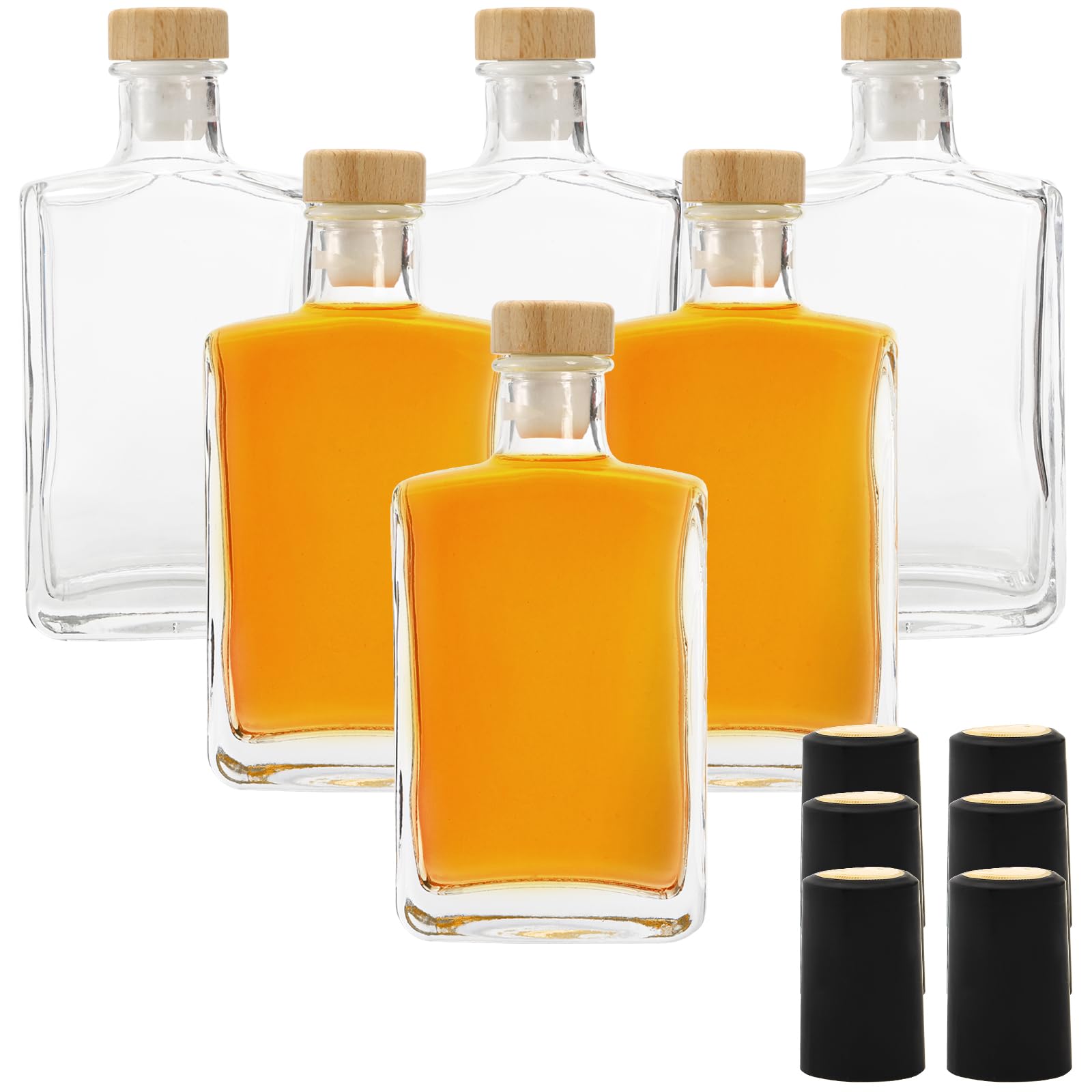 Coloch 6-pack glass liquor bottles set for home bars and gifting