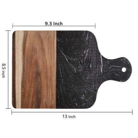 Coloch black charcuterie board close-up showing marble surface for cool serving